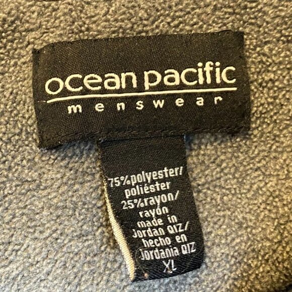 Ocean Pacific Men's Blue Quarter-Zip Fleece Pullover XL Gray and Warm - Picture 3 of 8